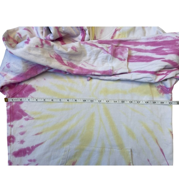 Daydreamer LA Oversized Pink Yellow Tie Die Long Sleeve Hoodie - Medium - Picture 8 of 10